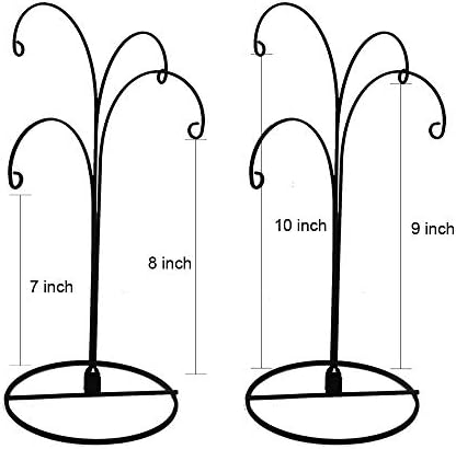 HOHIYA 12 Inch 4 Arm Hanging Hook Stand Black 2 Pcs