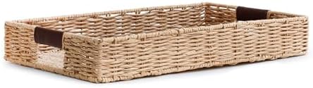 Summit Living Handwoven Rattan Tray 20x12 Decorative Accessory