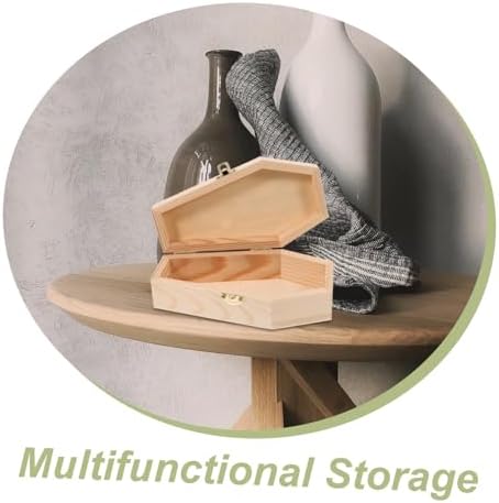 Amosfun Small Wooden Coffin Jewelry Organizer with Unique Lid