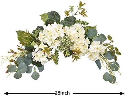 I-GURU Artificial Hydrangea Swag 28 Inch White Decor