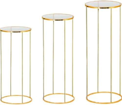 Stunning 3pcs Metal Cylinder Pedestal Stand - Gold
