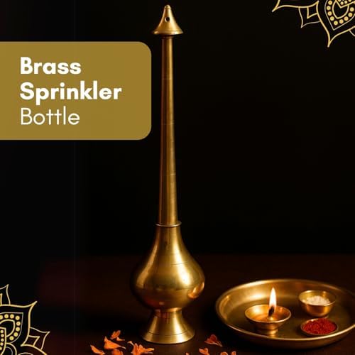 Vedic Charya Brass Sprinkler Bottle - 11 Inch Pooja Use