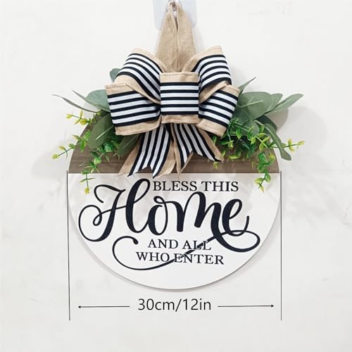 Welcome Sign for Front Door Rustic Wood Wreath Decor