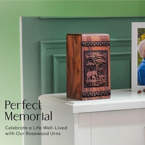 Elegant Wooden Elephant Urn for Human Ashes - 5 Inch Size