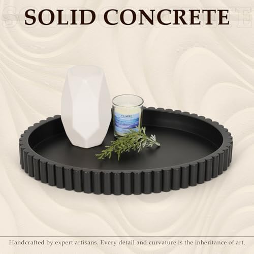 Oval Black Concrete Coffee Table Tray 13 Inches