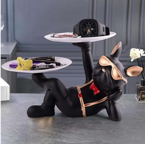 Cool Dog Sculpture with Plate for Home Decor 1