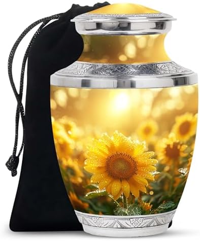 Golden Sunshine Dew Large Velvet Bag Urn - 10 Inch