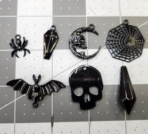 Gothic Black Dreamcatcher Mobile with Crystals and Bats
