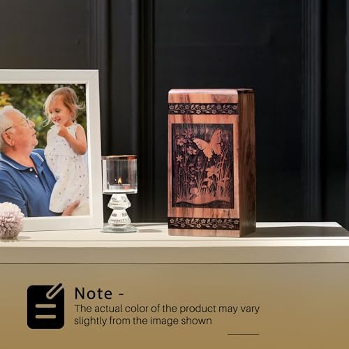 Butterfly Wooden Urn for Adult Ashes - 10 Inch