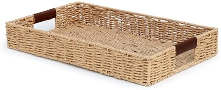 Summit Living Handwoven Rattan Tray 20x12 Decorative Accessory