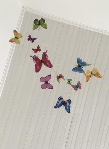 Hanging Butterfly Mobile - 12 Colorful Plastic Butterflies - Kinetic Decor for Baby Room and Home