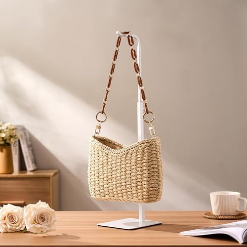 Purse Holder Handbag Display Stand Adjustable Hook Stand for Tabletop Closet Desk and Retail Use White