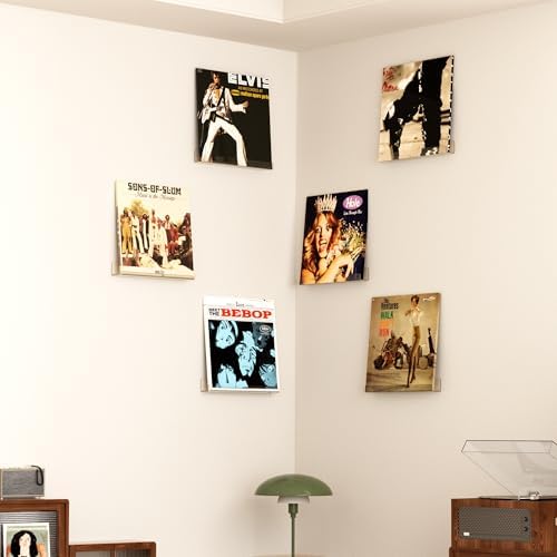 Upsimples 8 Pack Vinyl Record Wall Shelves Clear Acrylic Floating Display for Album Storage