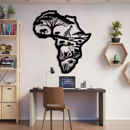 African Map Metal Wall Art 17x19 Inch