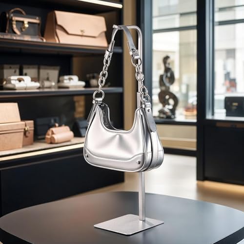 Purse Holder Handbag Display Stand with Silver Hanger