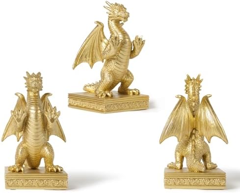 Regal Gold Dragon Decorative Bookends for Shelves 1