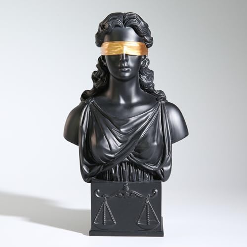 Lady Justice Bust Statue 85 Inch Black with Gold Law Office Decor