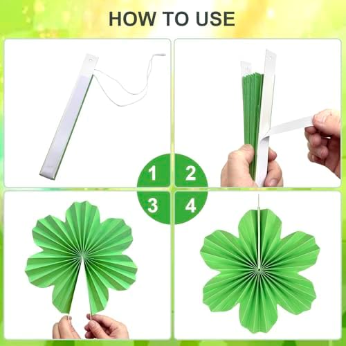 PheiLa Paper Flowers Decor Set of 9 Green Fans