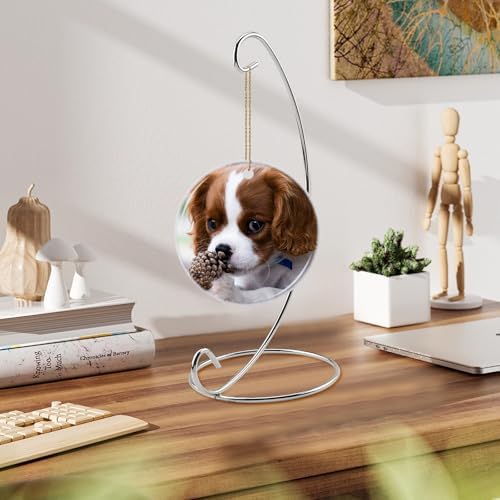 Abom 3 Pack 9in Ornament Display Stand with Silver Iron Hanging Hook for Home Decor and Party Use