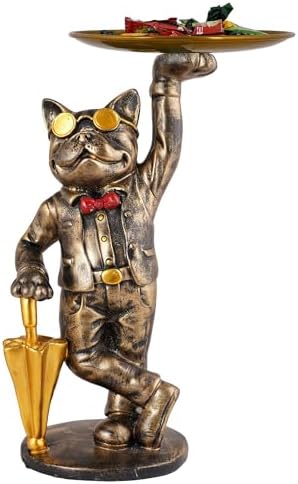 Basant Craft Cool Dog Sculpture with Plate for Home Decor