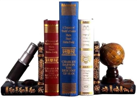 Globe Telescope Resin Bookends for Heavy Books 1
