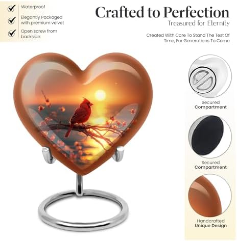 Elegant Heart-Shaped Cremation Urn - Brown Ceramic