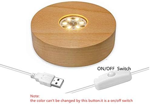 4 LED Wood Display Base for Crystals and Glass Art