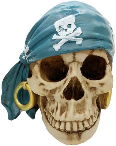 Pirate Style Human Skull Decor Resin Statue