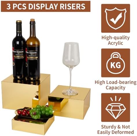 3 Pcs Acrylic Risers for Display Food Jewelry Collectibles