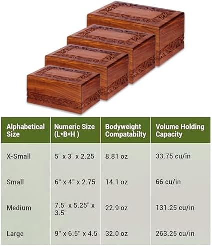 EARTHLY HOME Handmade Wooden Urn Box - Medium Size