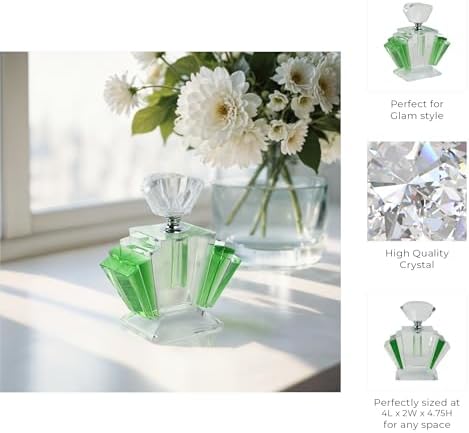Sagebrook Home Art Deco Glass Perfume Bottle 5 Green
