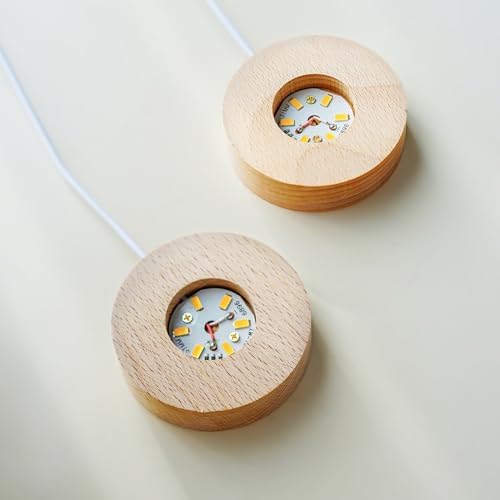ZEERSHEE 2Pcs LED Wooden Display Stand for Crystals and Glass Art