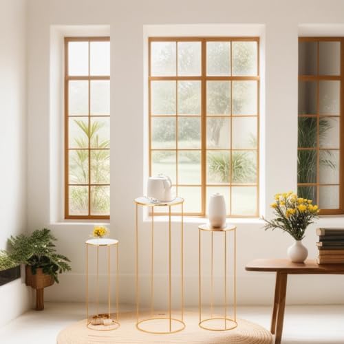 3pcs Gold Metal Plant Stand Pedestal for Display Wedding Events
