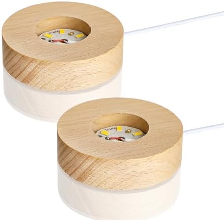 ZEERSHEE 2Pcs LED Wooden Display Stand for Crystals and Glass Art
