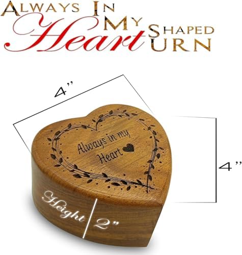 Wooden Heart Shape Engraved Keepsake Cremation Urn