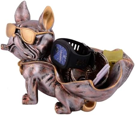 Cool Dog Sculpture Statue with Plate for Home Decor