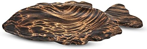AeraVida Ocean Fish Shaped Natural Brown Wooden Bowl Tray