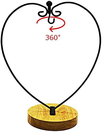 Heart Shape Ornament Display Stand for Hanging Glass Terrarium Wood Base