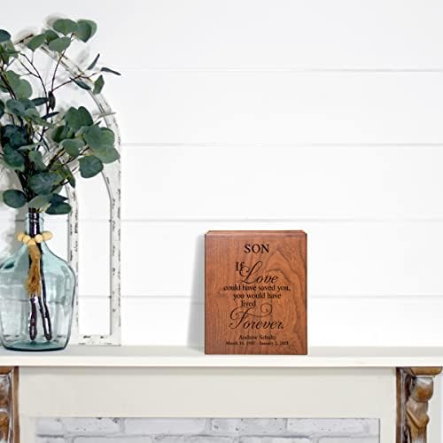 Personalized Cherry Wood Urn for Adult Male Cremation