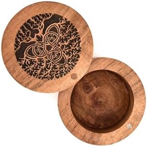 BHAVATU Acacia Wood Decorative Urn 35x35x25 Inch
