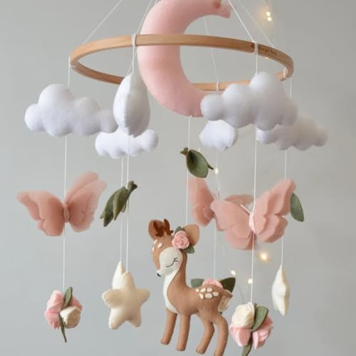 Deer and Butterfly Mobile Modern Crib Decor 787W x 158H