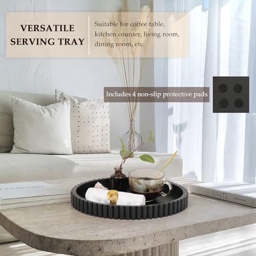 Oval Black Concrete Coffee Table Tray 13 Inches