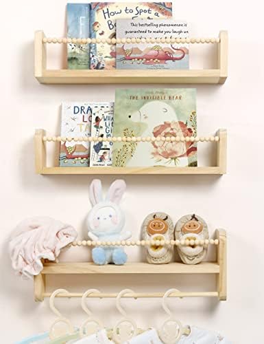 Maxpeuvon Set of 3 Floating Wall Bookshelves Natural Wood