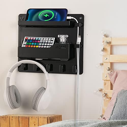 Bedside Wall Mount Shelf Organizer for Phone Remote Glasses Black