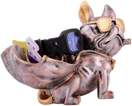 Cool Dog Sculpture Statue with Plate for Home Decor