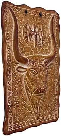 Bull Head Double Axe Minoan Symbol Ceramic Tile Wall Relief Decor