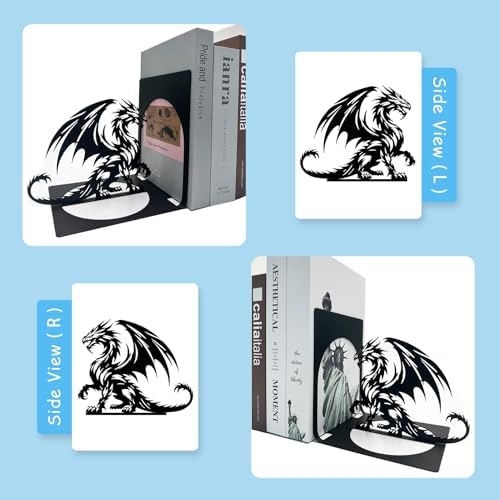 Dragon Metal Bookends for Home Office Bookshelf Decor