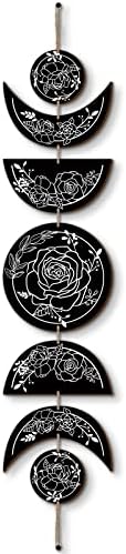 BBTO Boho Wall Art Moon Phases Decor Wooden Witchy Sign
