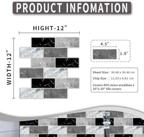 12x12 Inch Marble Peel and Stick Backsplash