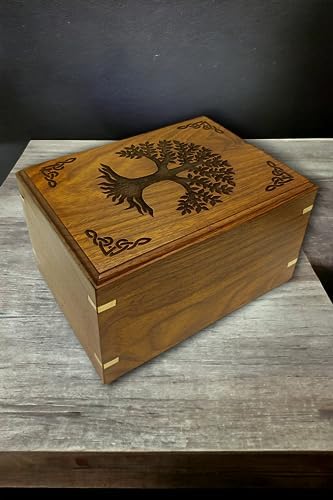 Wooden Urn for Human Ashes - Tree of Life Handcrafted Cremation Urn